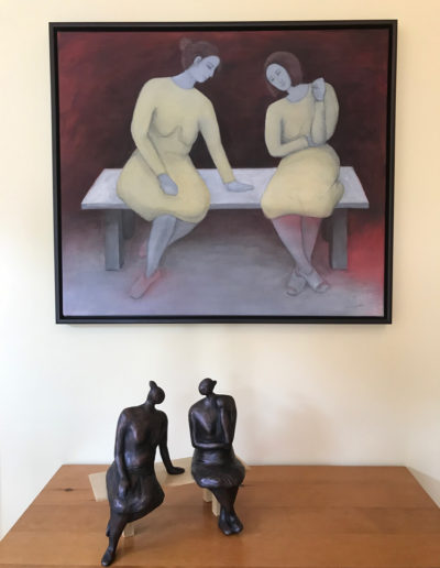 Sold Sculpture and Painting by Artist Louise Monfette titled Chatting