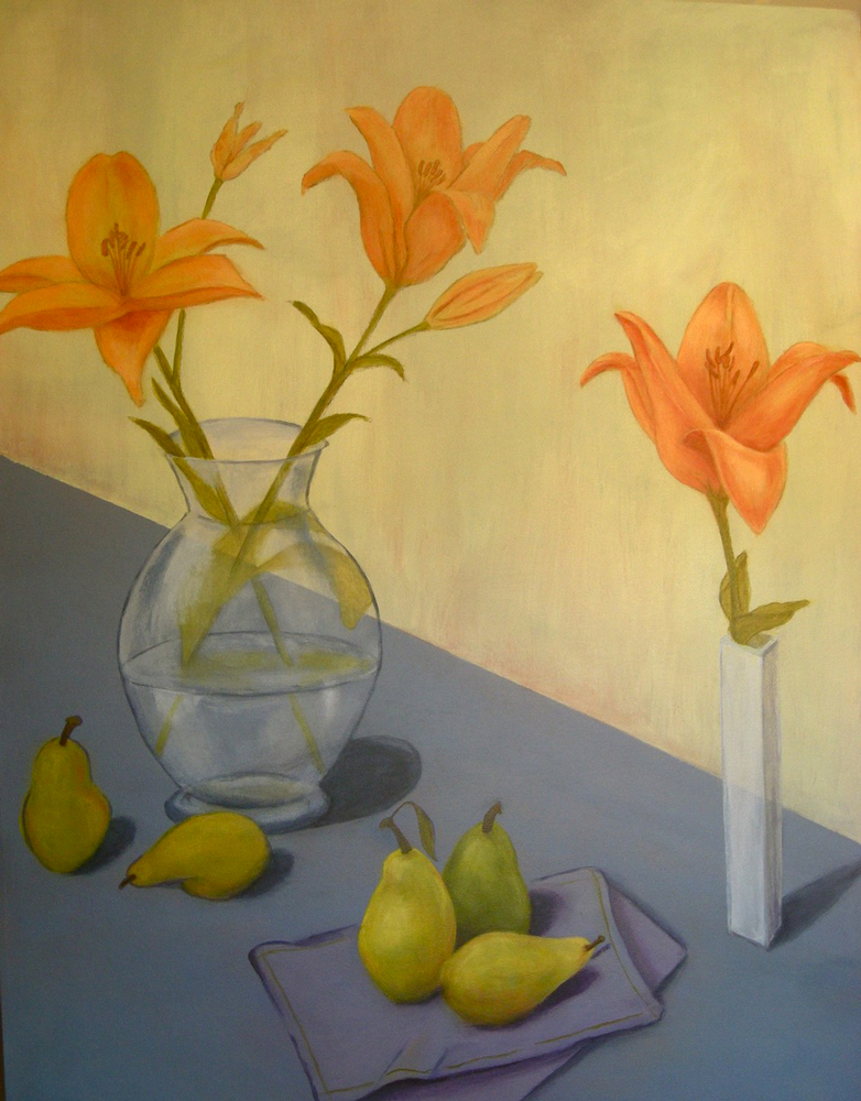 Painting by Victoria Artist Louise Monfette titled Tiger Lillies
