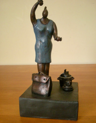 Sculpture by Artist Louise Monfette titled Multi Tasking