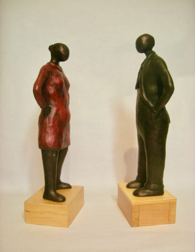 Sculpture by Artist Louise Monfette titled The Debaters