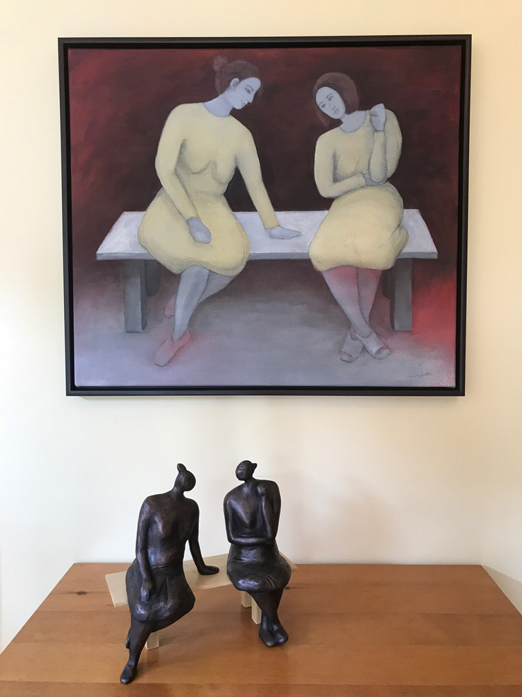 Chatting Sculpture by Artist Louise Monfette titled Chatting