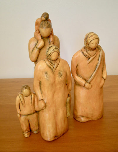 Sculpture by Artist Louise Monfette titled Refugees