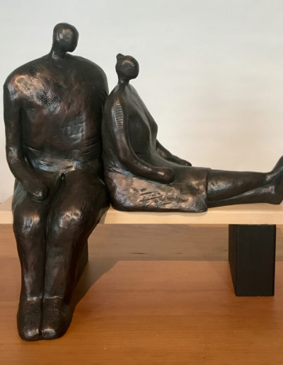 Sculpture by Victoria B.C. Artist, Louise Monfette titled Old Friends