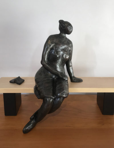 Sculpture by Artist Louise Monfette titled Reflecting on Life